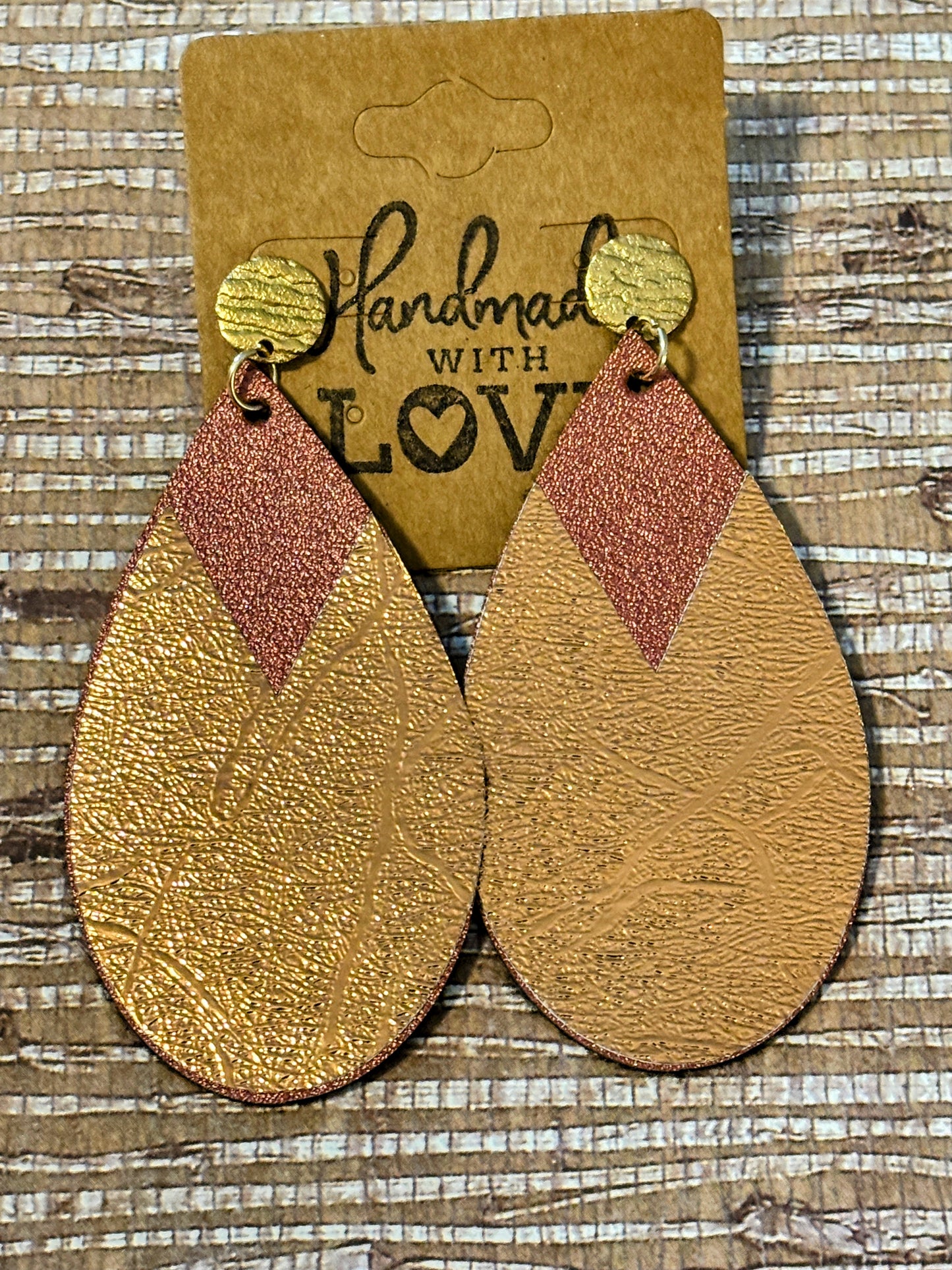 Metallic Harvest; Faux Leather Earrings