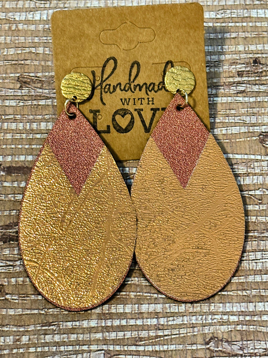 Metallic Harvest; Faux Leather Earrings