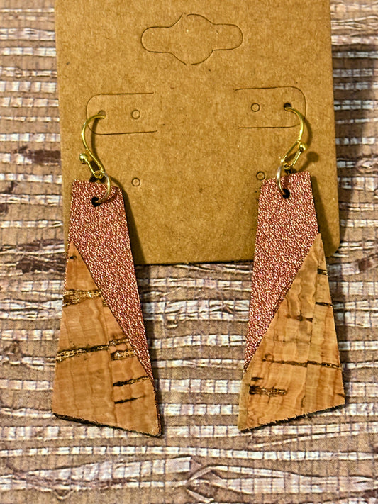 Blush and Bark Faux Leather & Cork Earrings