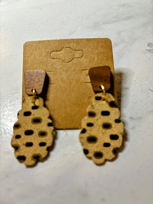 Woodland Leopard Drops, Faux Leather Earrings