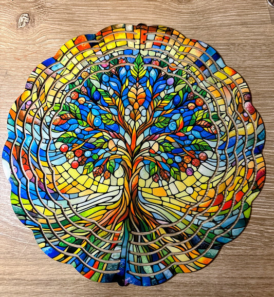 Stained Glass Tree of Life Wind Spinner