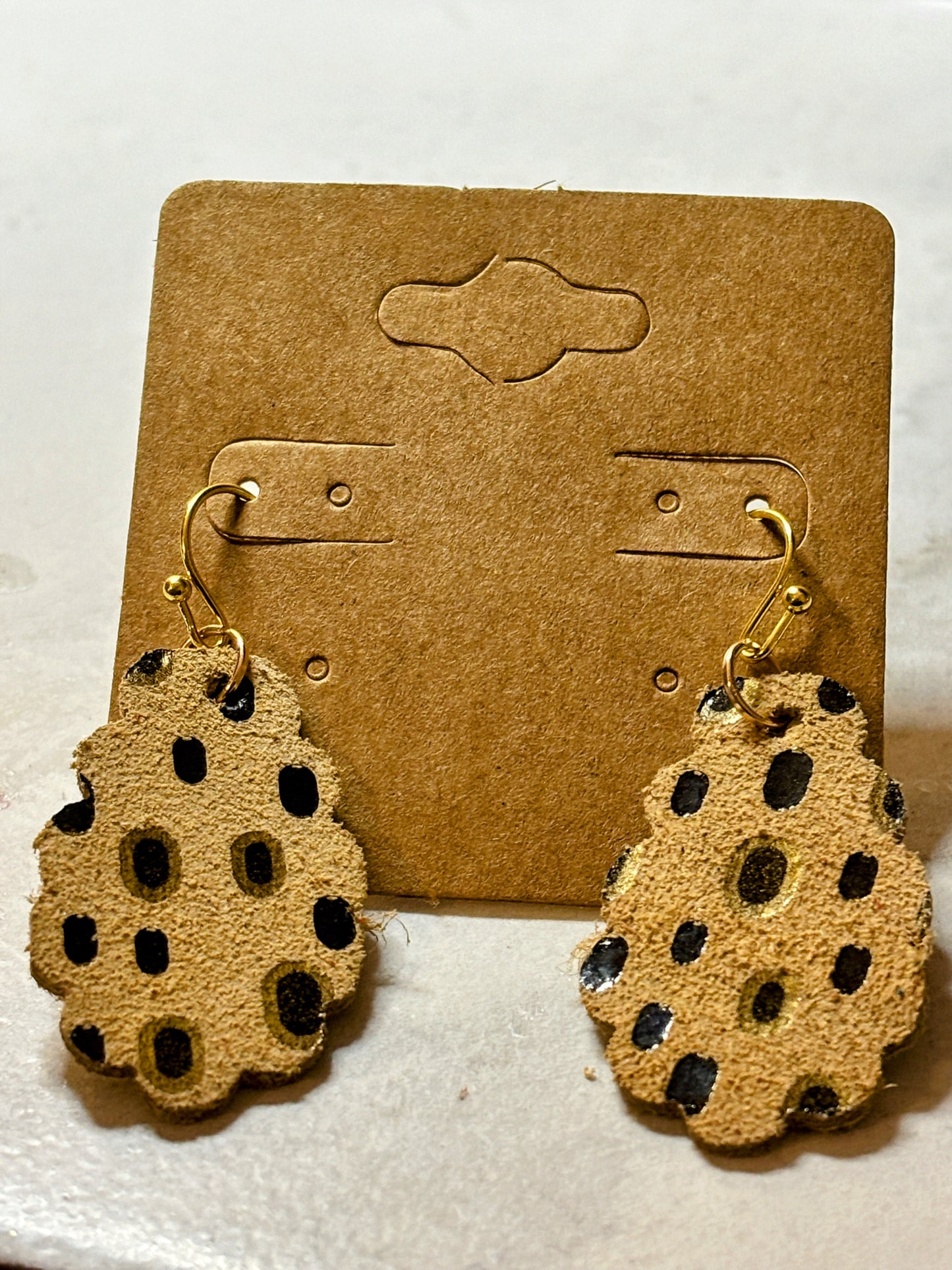 Chico Chip Cookie Drops; Faux Leather Earrings