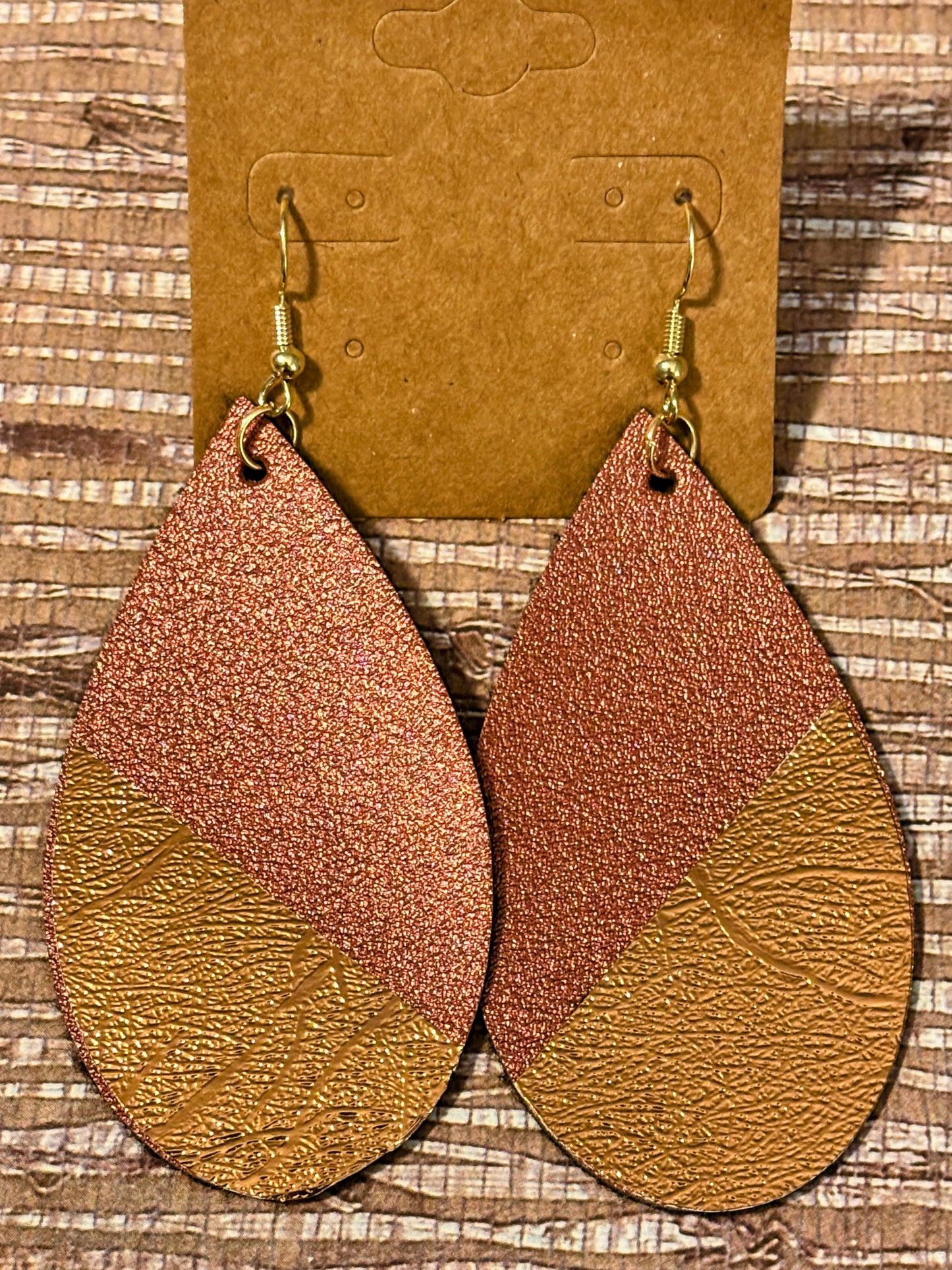 Metallic Sunset; Faux Leather Earrings