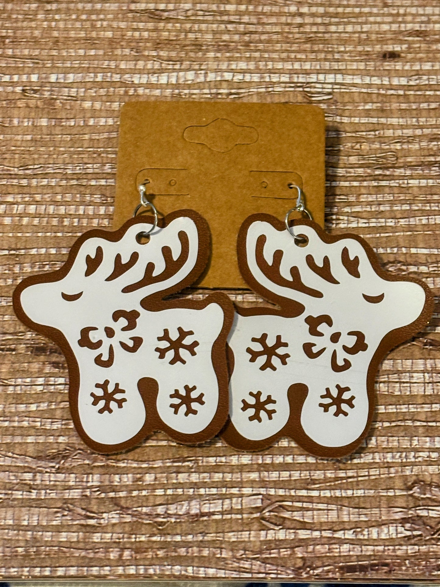 Gingerbread Reindeer Faux Leather Earrings