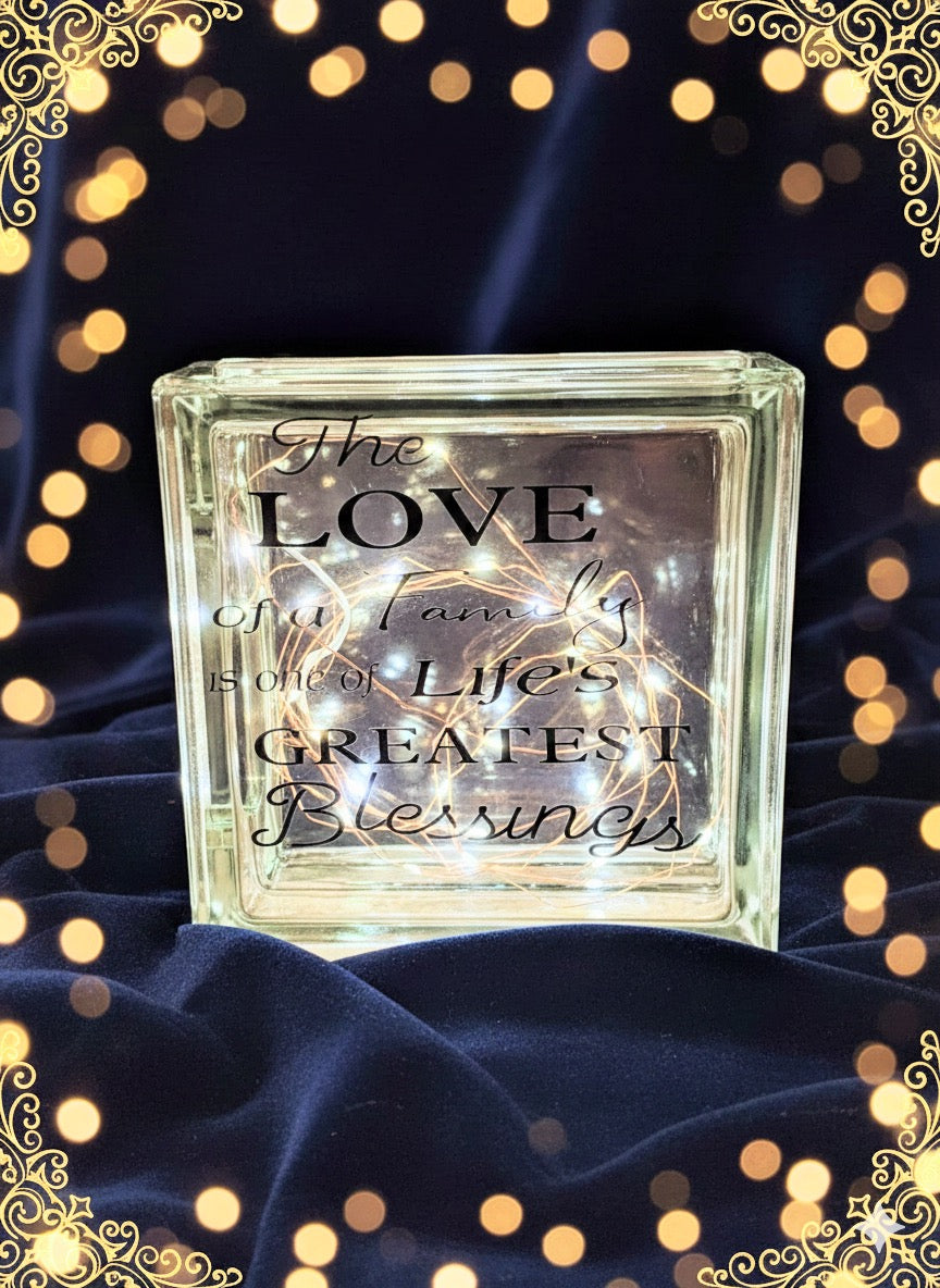 The Love of a Family Illuminated Glass Block