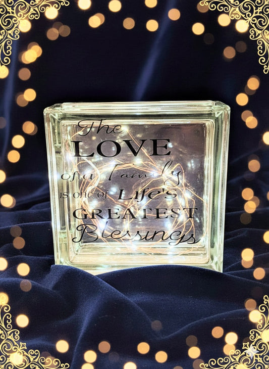 The Love of a Family Illuminated Glass Block