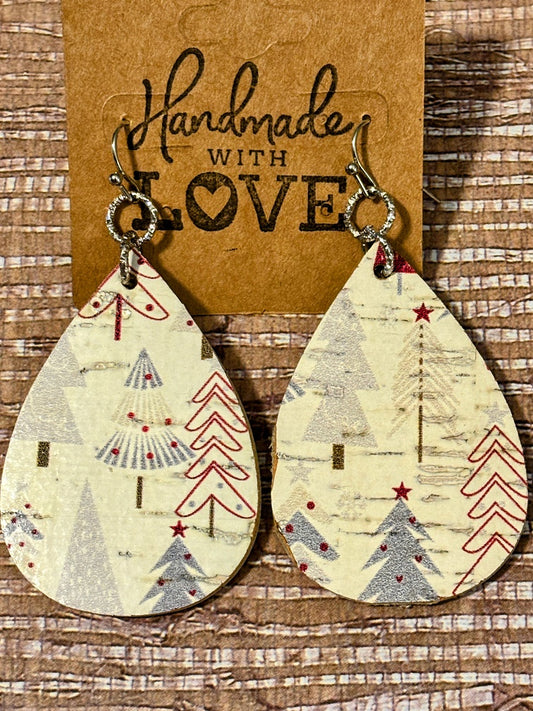 Holiday Winterland; Faux Leather Earrings