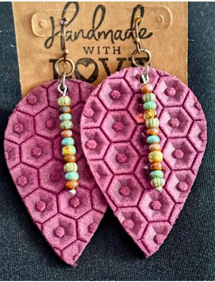 Honeycomb Bloom Dangles; Faux Leather