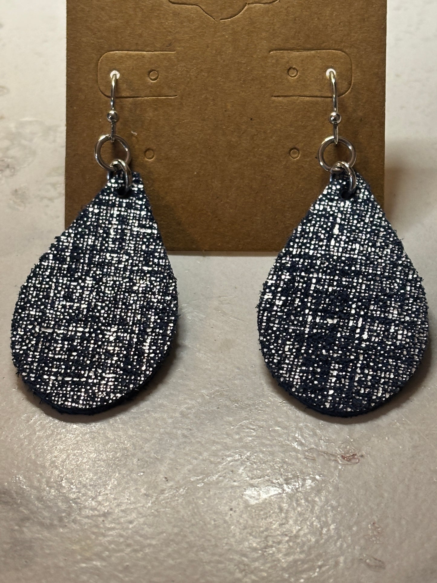 Starlit Navy Faux Leather Earrings