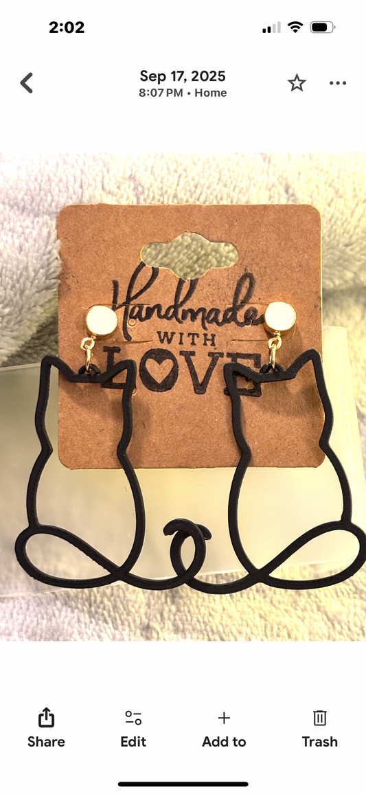 Puurfect Cat Silhouette; 3d Earrings