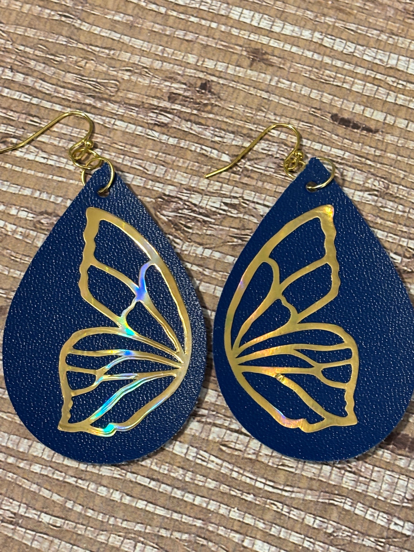 Midnight Butterfly Faux Leather Earrings