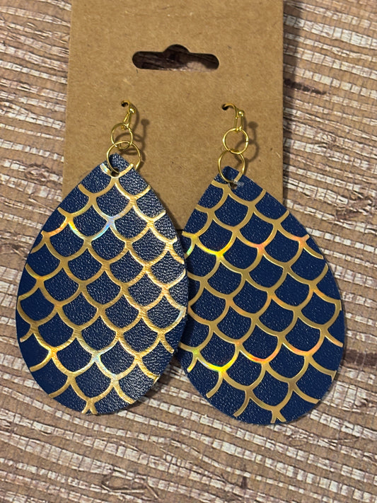 Shimmering Mermaid Faux Leather Earrings