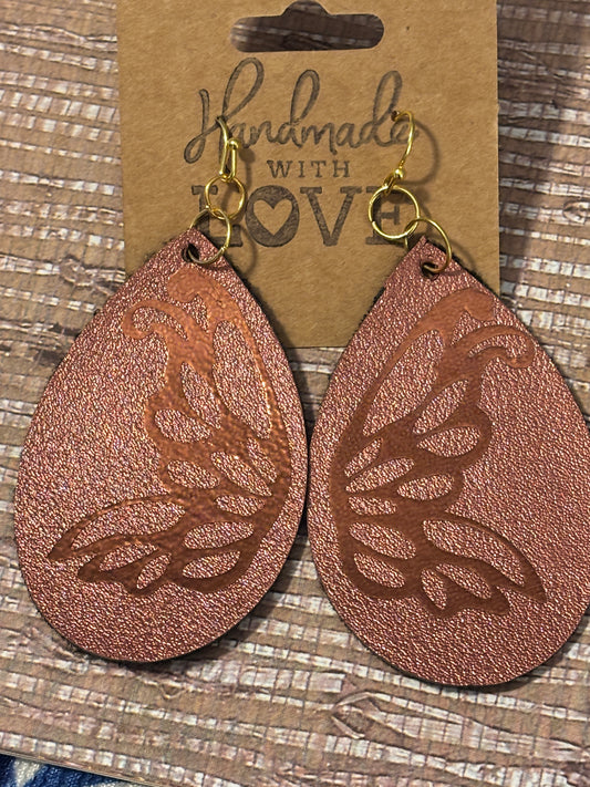 Metallic Monarch Faux Leather Earrings