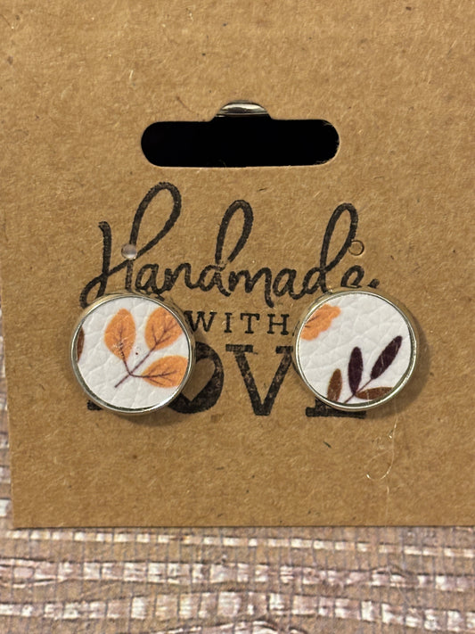 Leaves of Fall Studs; Faux Leather