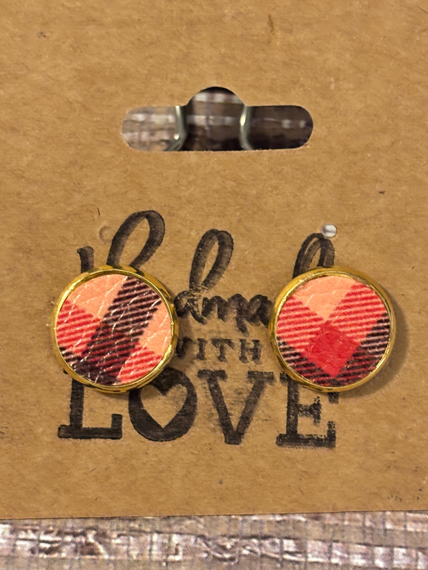 Bountiful Plaid Studs;Faux Leather Earrings