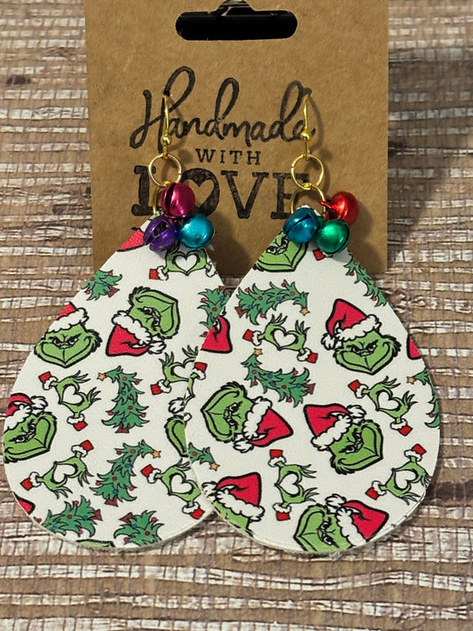 Merry Grinchmas Faux Leather Earrings