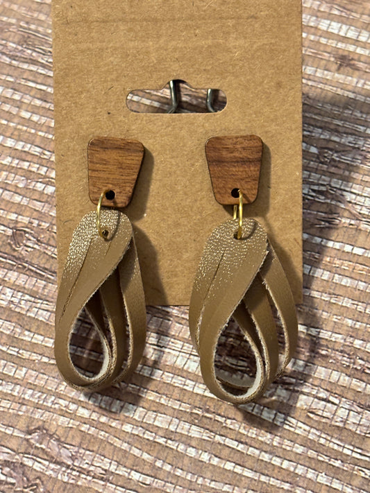 Rustic Twists; Faux Leather Earrings