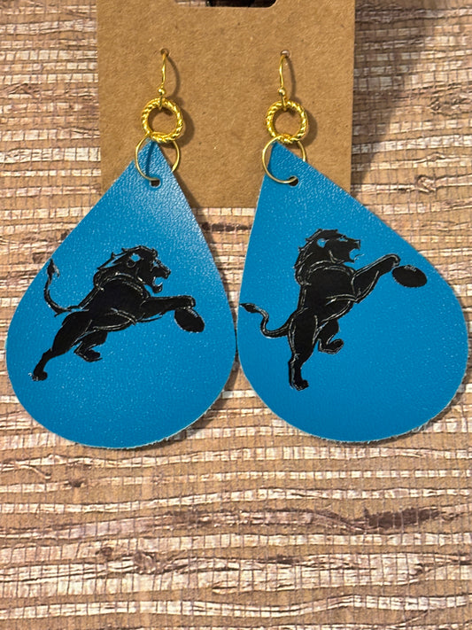 Detroit Lions Faux Leather Earrings