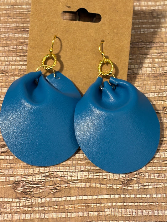 Ocean Blue Pouch Faux Leather Earrings