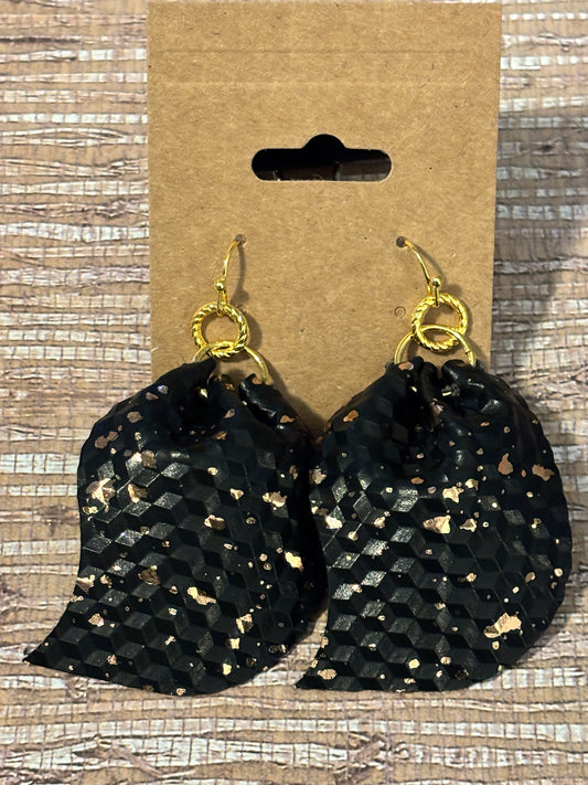 Midnight Sparkle Pouch Faux Leather Earrings