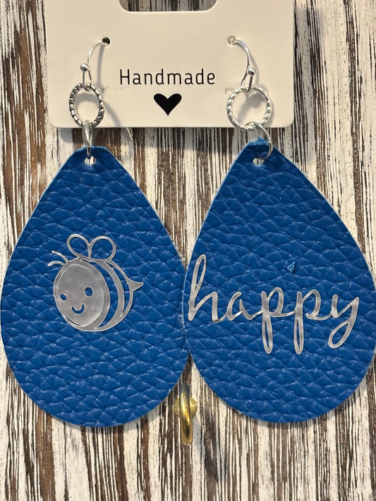 Buzzing with Joy Faux Leather Earrings