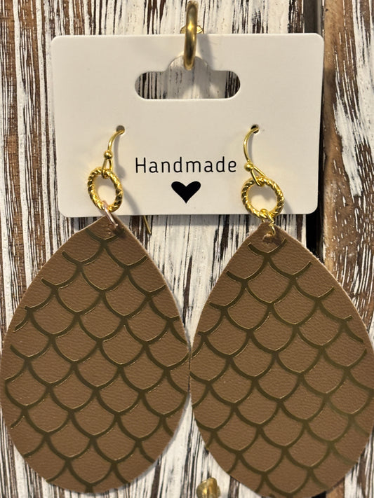 Dragon Scale Faux Leather Earrings