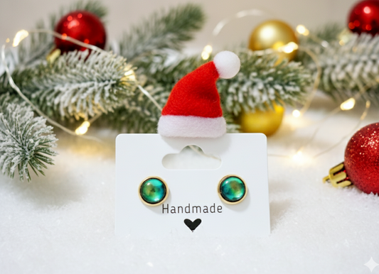 Under the Mistletoe Christmas Studs; 8mm Earrings