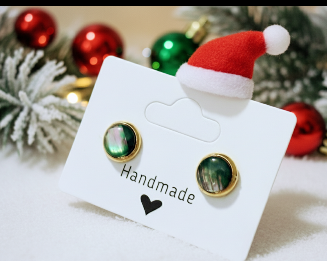 Gold Bezel Abalone Shell 8mm Earring studs