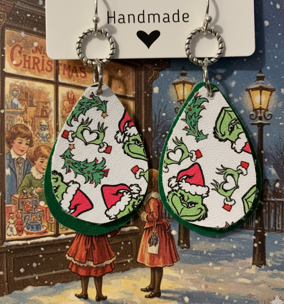 Grinch Love Faux Leather Earrings