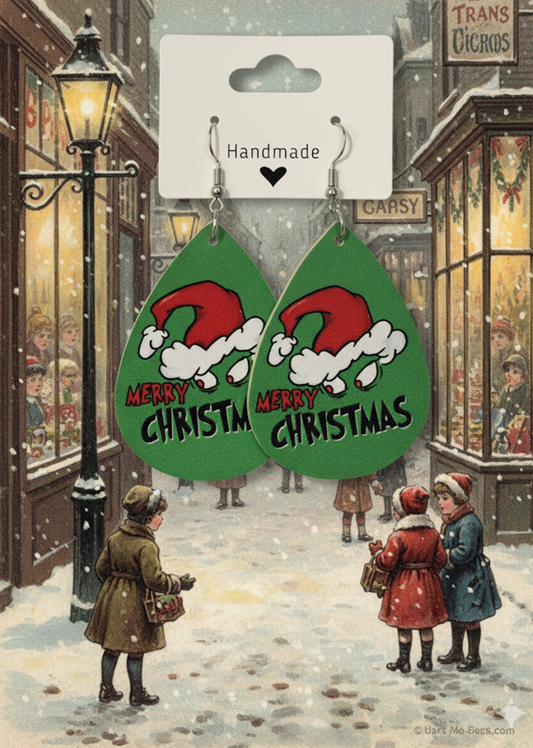 Merry Grinchmas Faux Leather Earrings