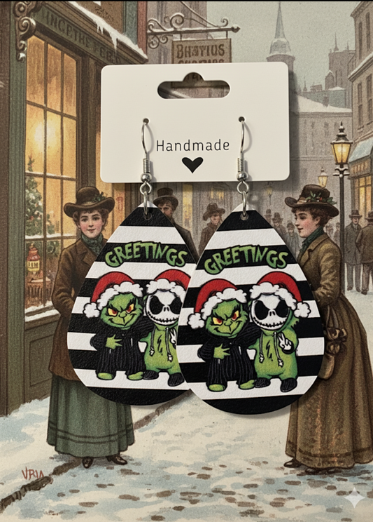 Grinch Buddies Faux Leather Earrings