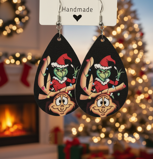Grinch & Max Faux Leather Earrings