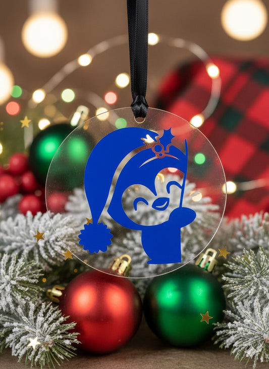 Cute Penguin Acrylic Round Ornament
