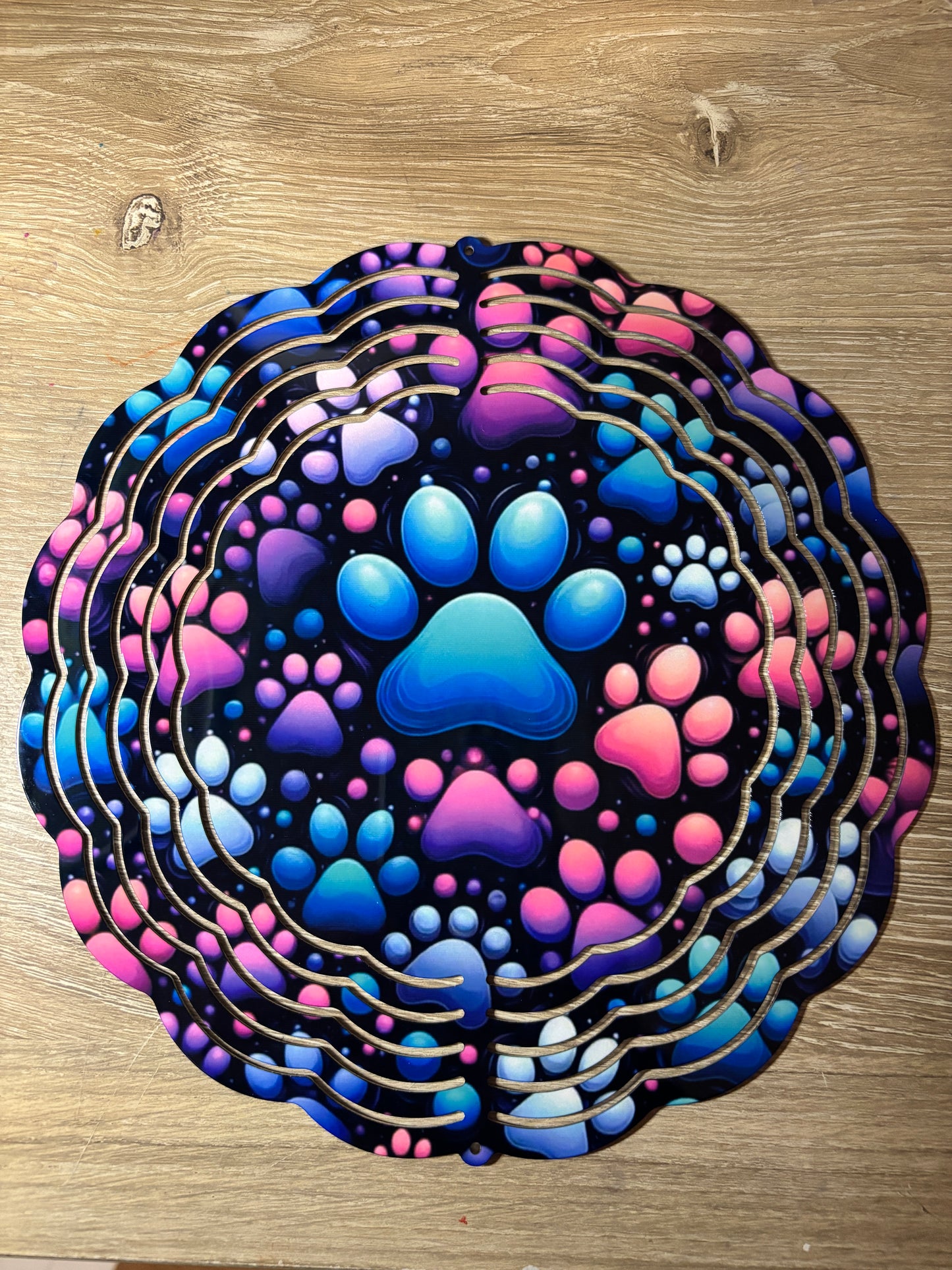 Colorful Paw Prints Wind Spinner