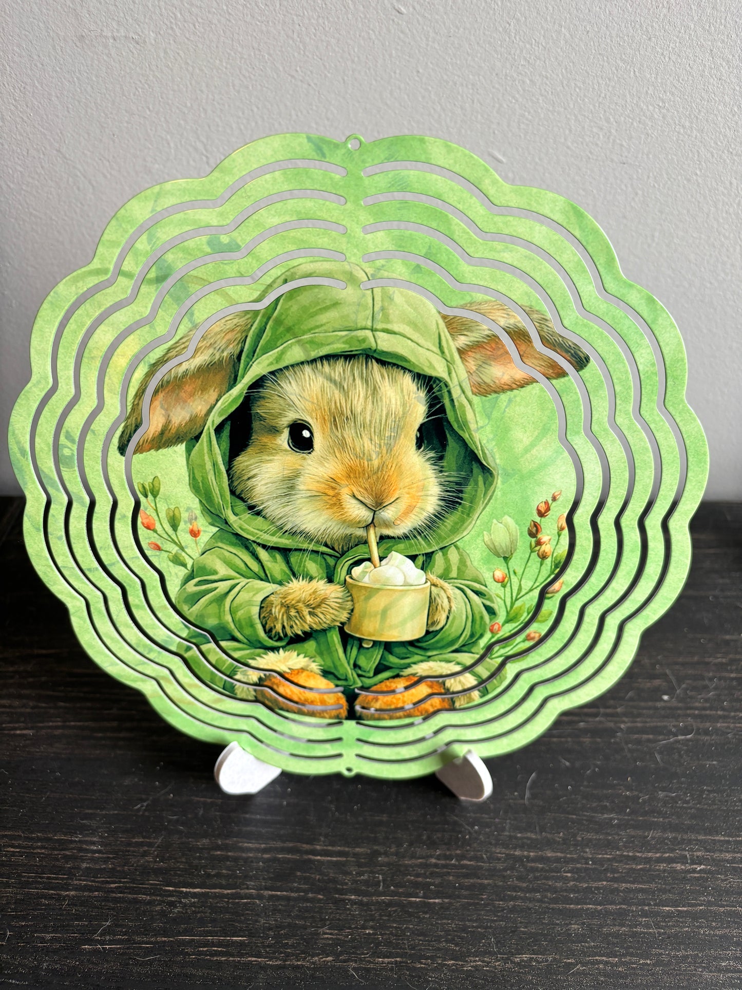 Spring Bunny in Hoodie, 8” Wind Spinner