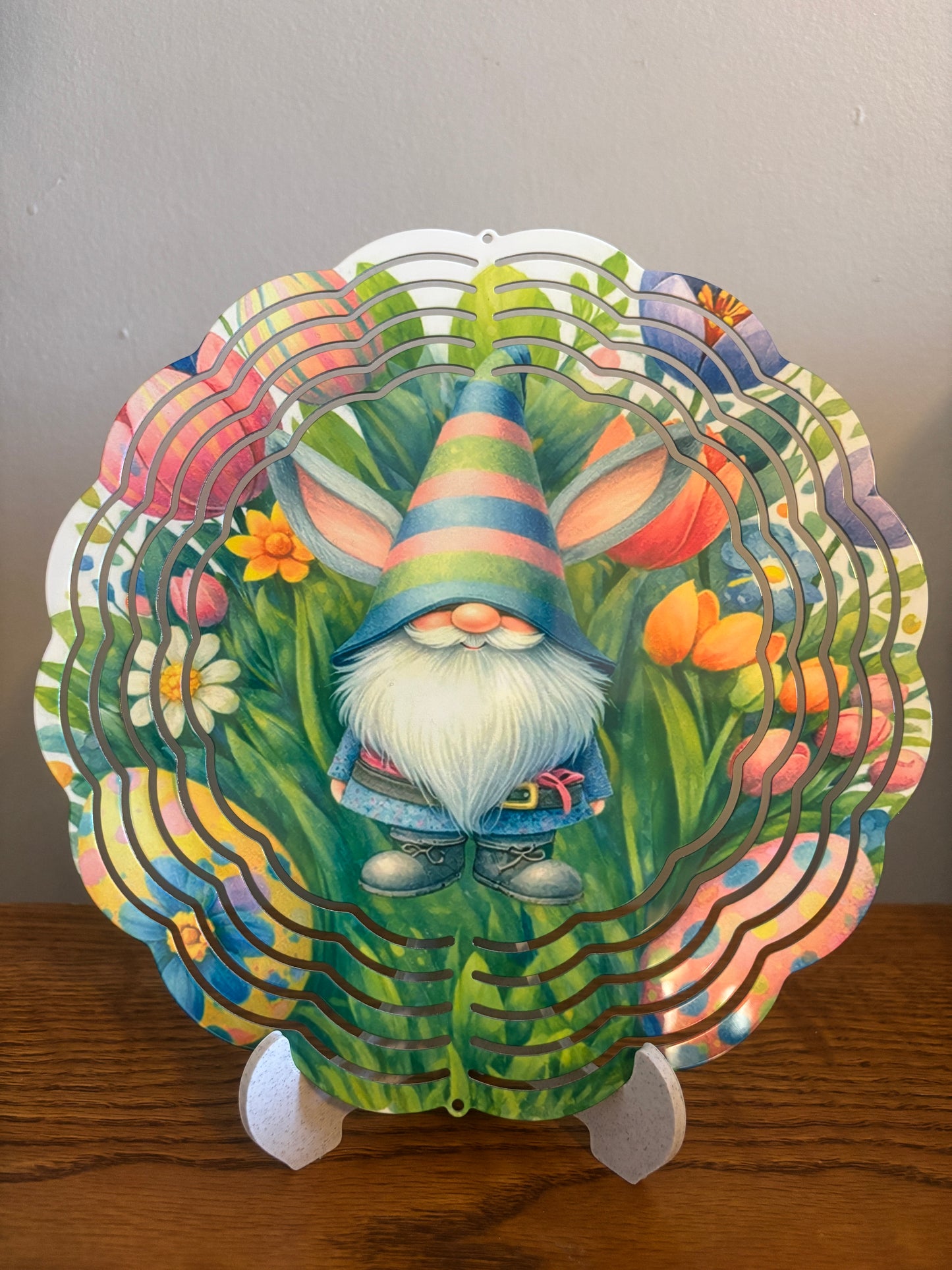 8" Easter Bunny Gnome Wind Spinner