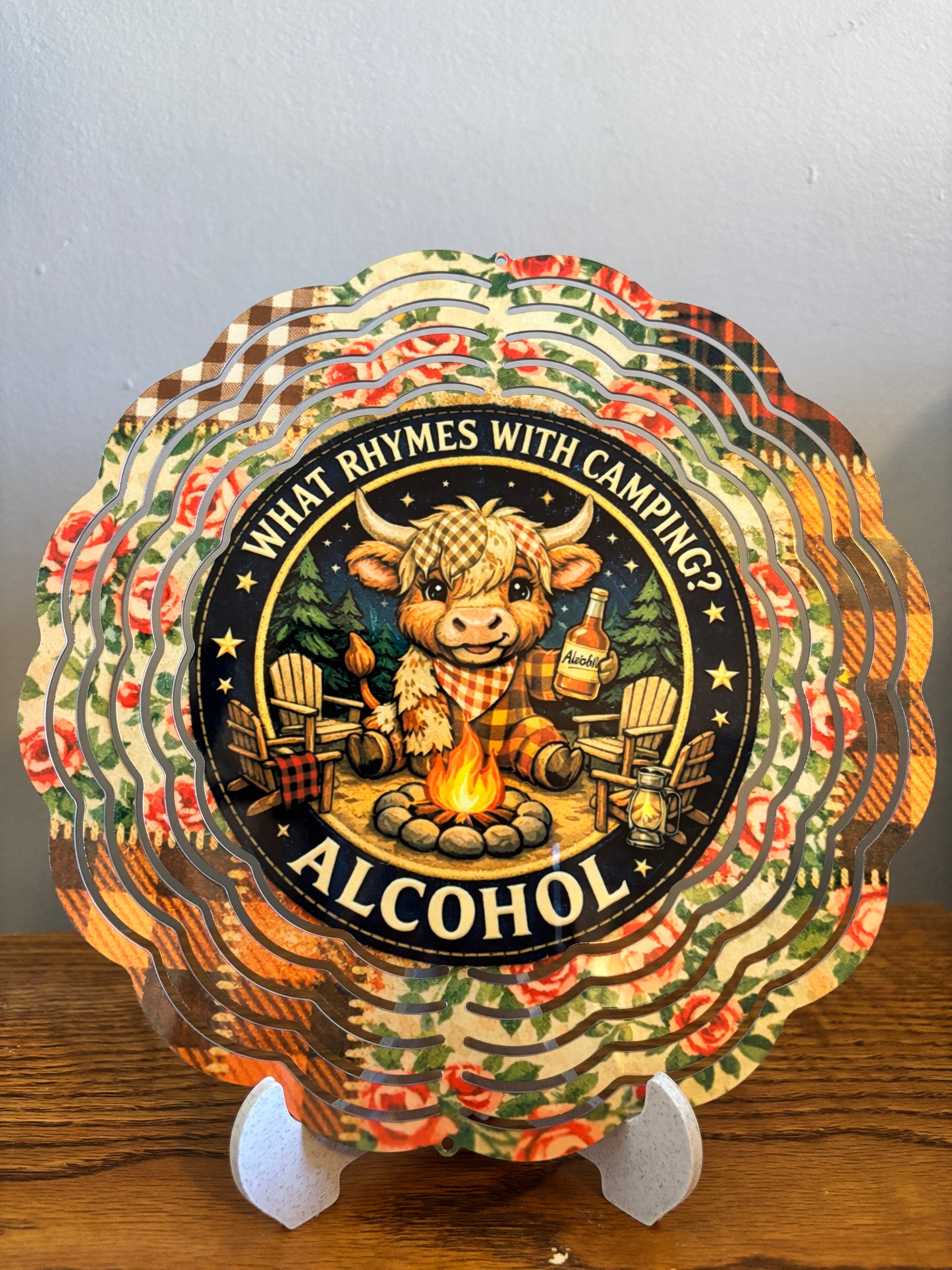 8" Highland Cow Campfire Wind Spinner