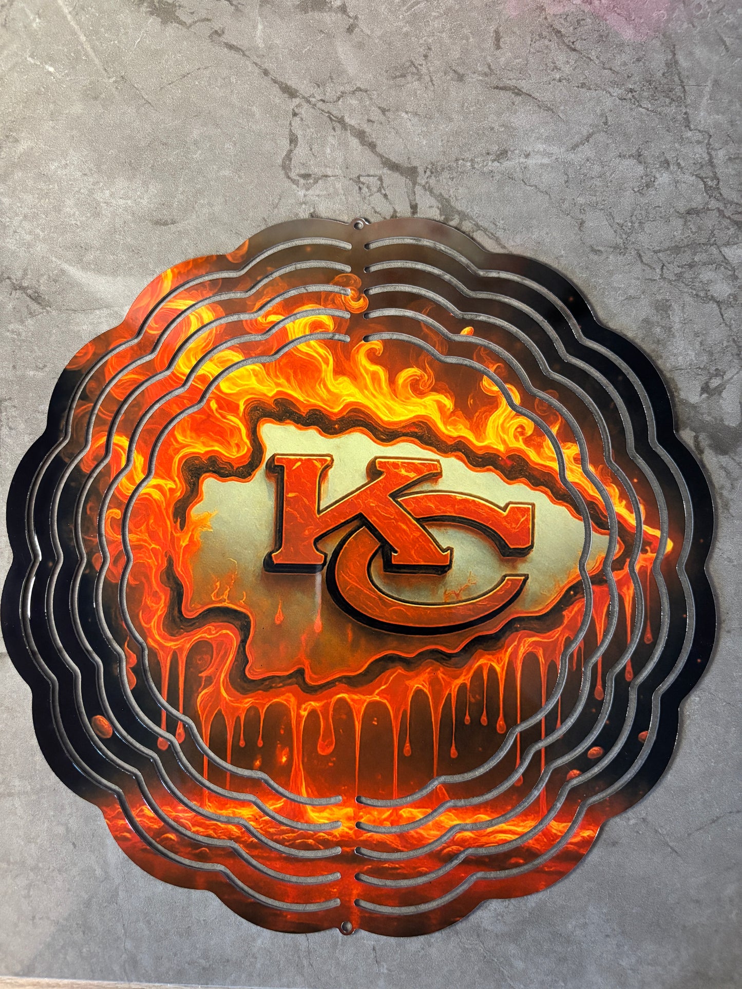 KC Chiefs Dripping Arrowhead 8" Wind Spinner