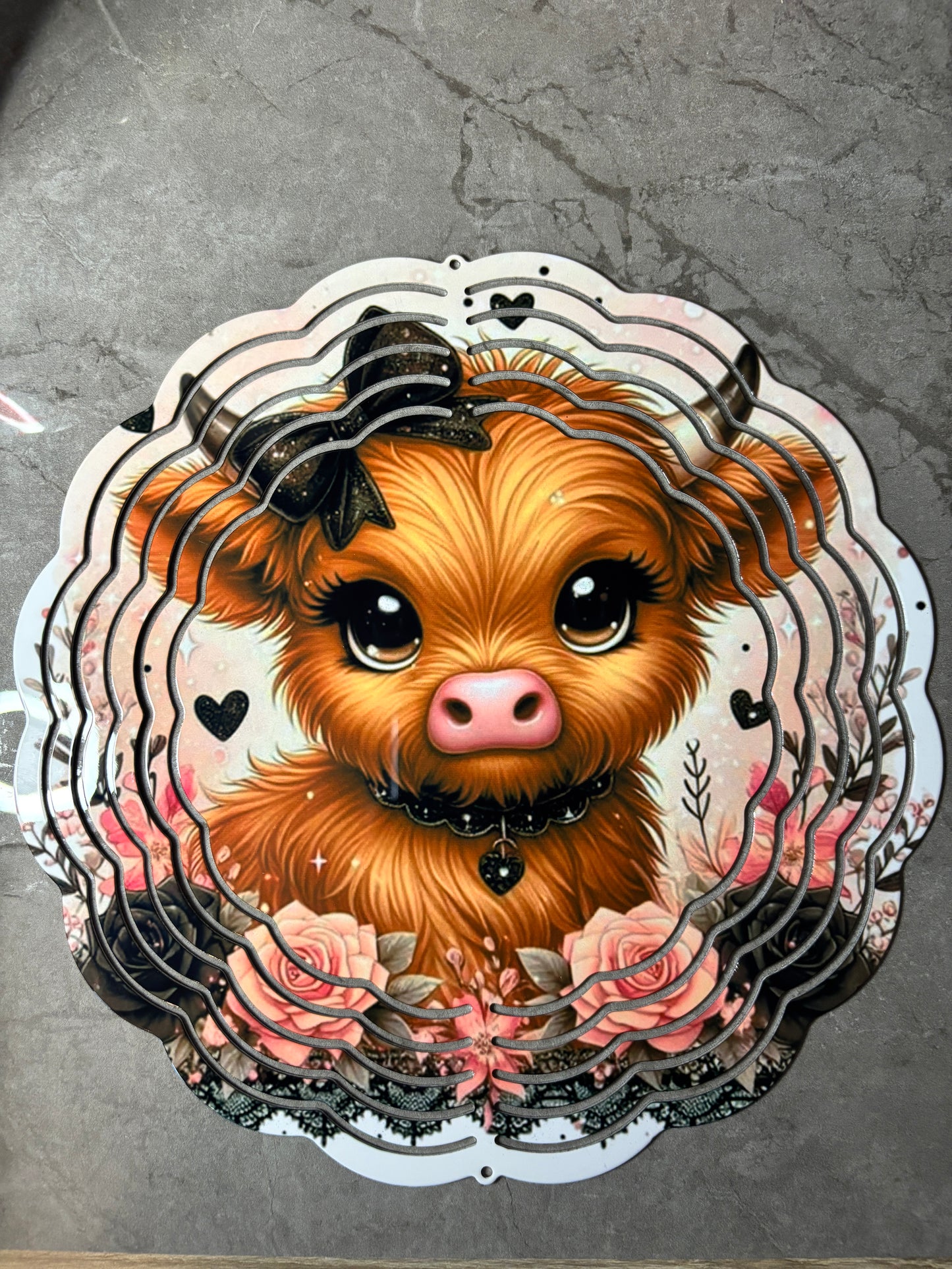 Sweet Baby Highland Cow 8" Wind Spinner