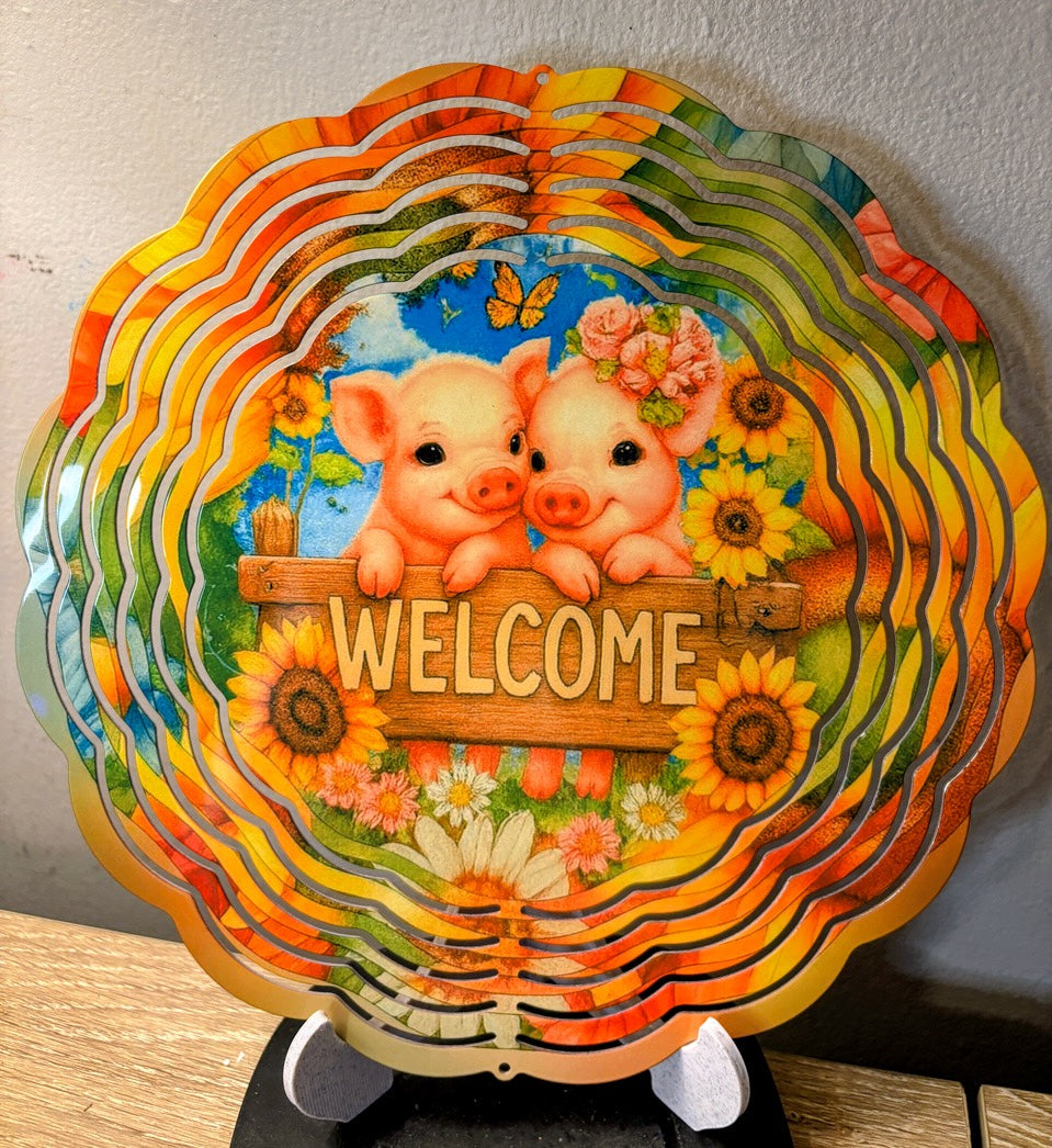 Sunny Piglet Welcome Wind Spinner