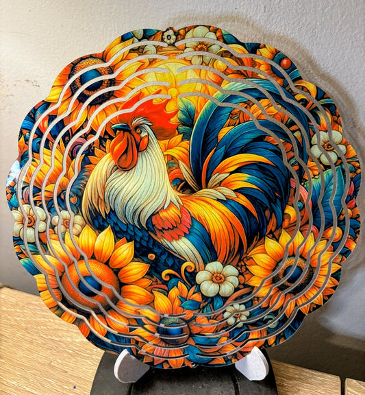 Rustic Rooster & Sunflower Wind Spinner