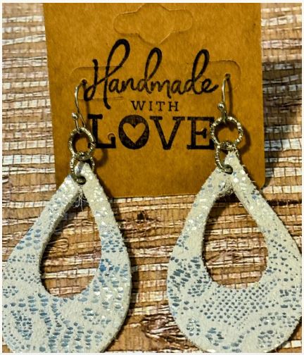 Iridescent Diamond Weave Faux Leather Dangles