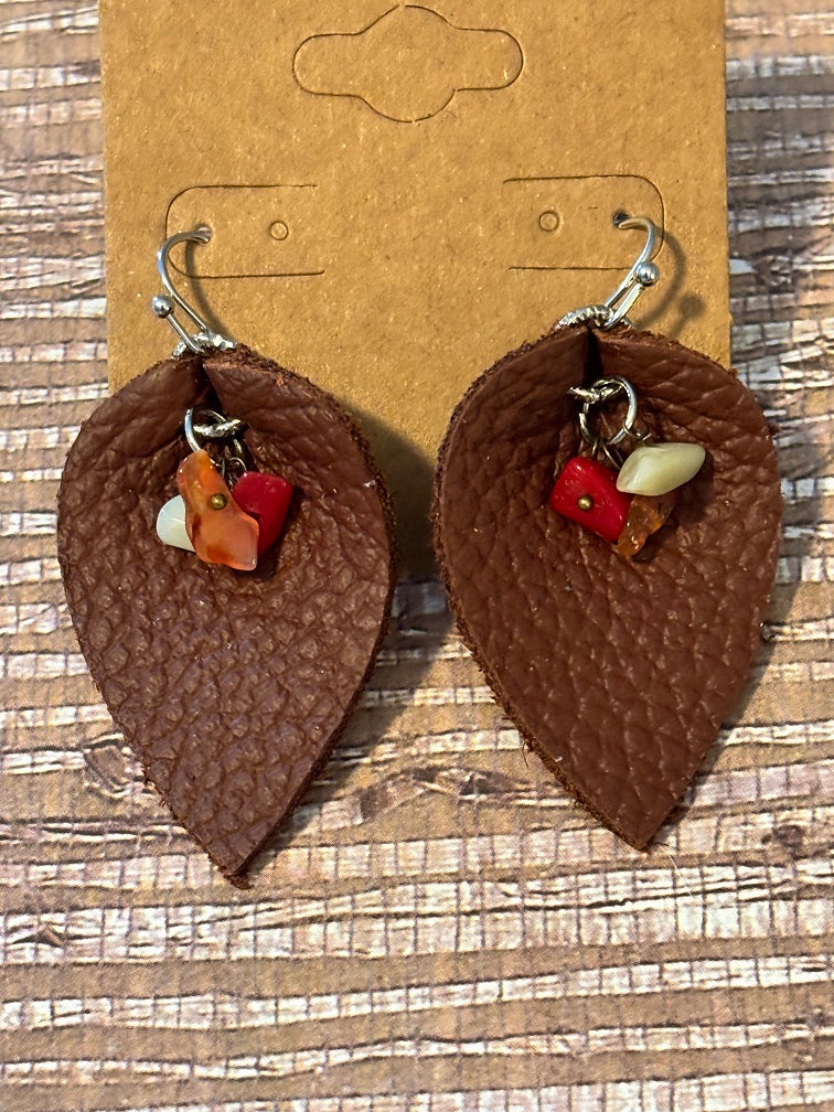 Iridescent Leaves; Faux Leather Earrings