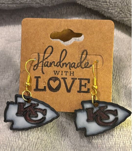 KC Chiefs Arrowhead Horizontal; 3D print Earrings