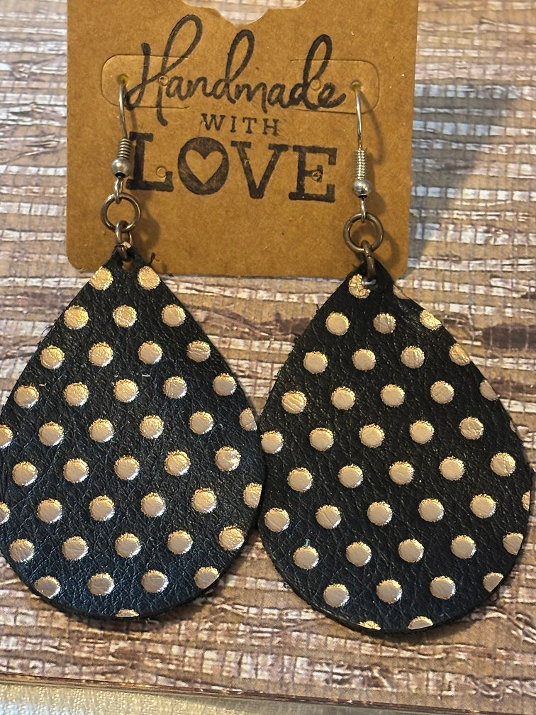 Midnight Stardust Faux Leather Earrings