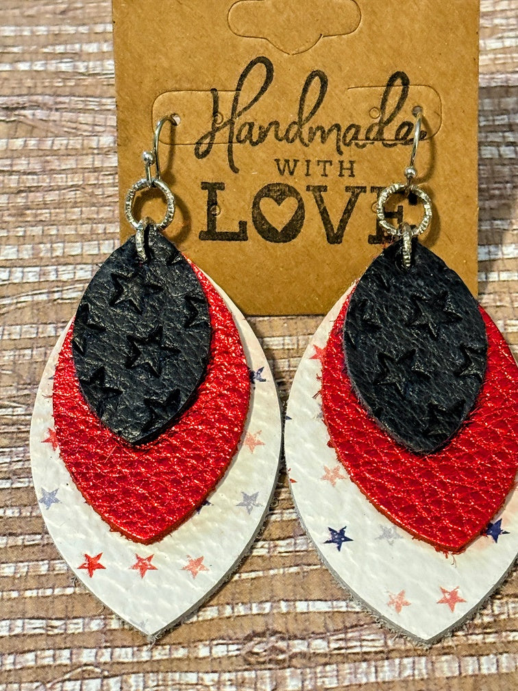Rebel Stars; Faux Leather Earrings