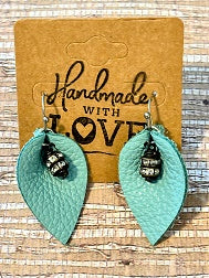 Robins Egg; Faux Leather Earrings