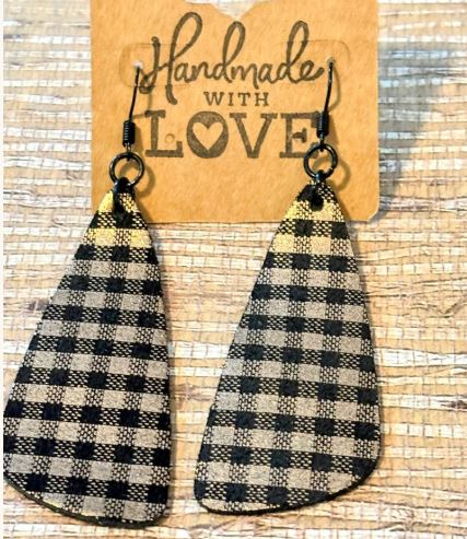 Rustic Fall Plaid Faux Leather Dangles