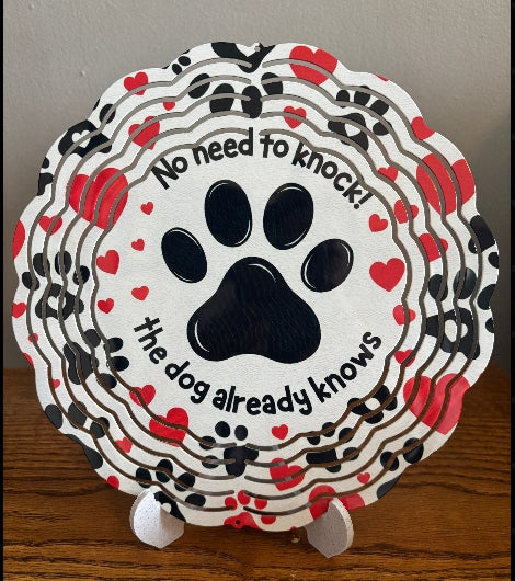 “No Need to Knock” Dog Lover 8" Wind Spinner