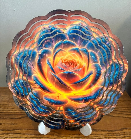 Eternal Flame Rose 8" Wind Spinner
